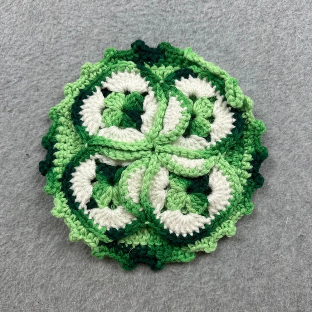 Vtg 1970 Handmade Crochet Hot Pads Potholders Set of 10 Multi Color Floral Petal